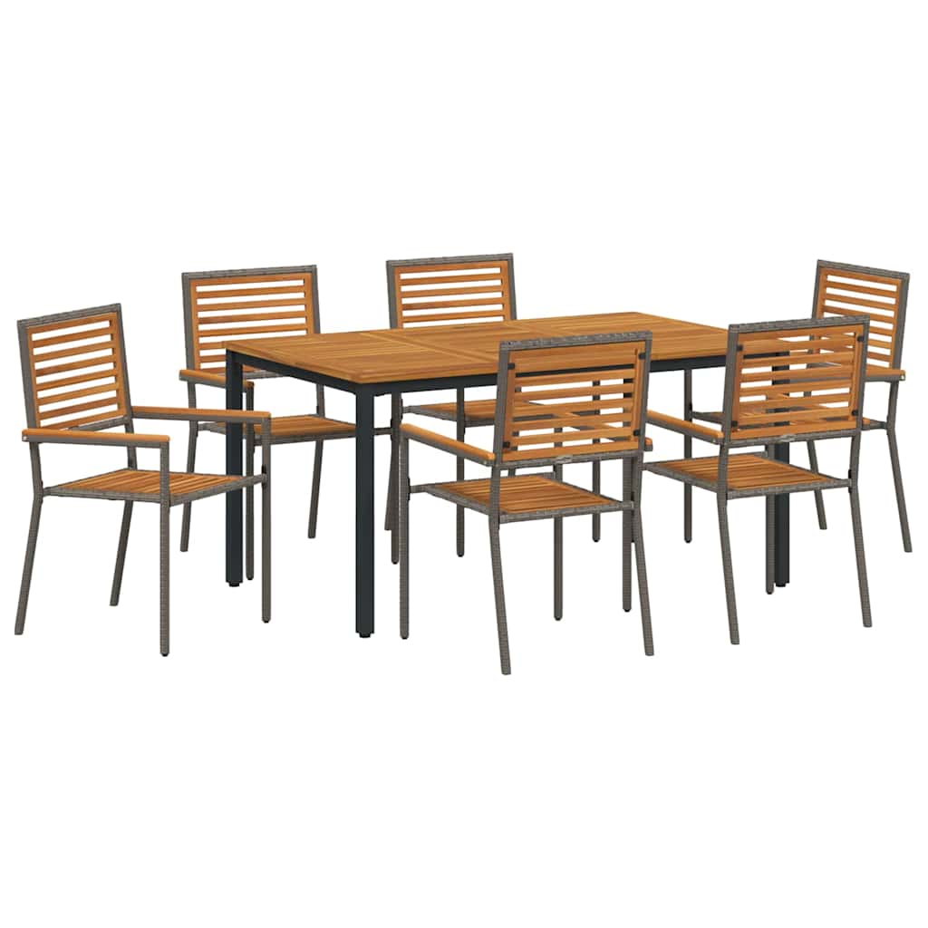 Tuin eettafelset 7 pcs Grijs en Bruin poly rattan