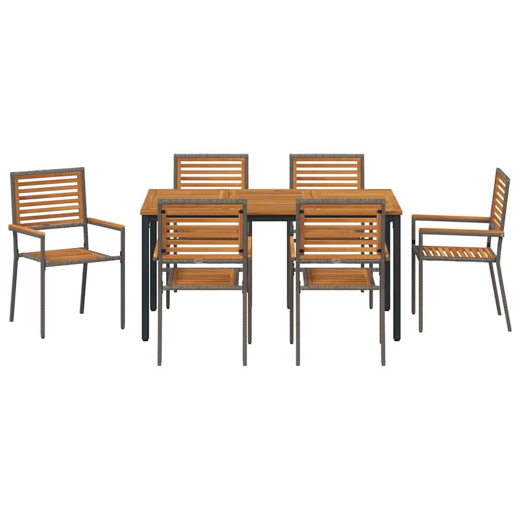 Tuin eettafelset 7 pcs Grijs en Bruin poly rattan