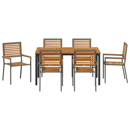 Tuin eettafelset 7 pcs Grijs en Bruin poly rattan