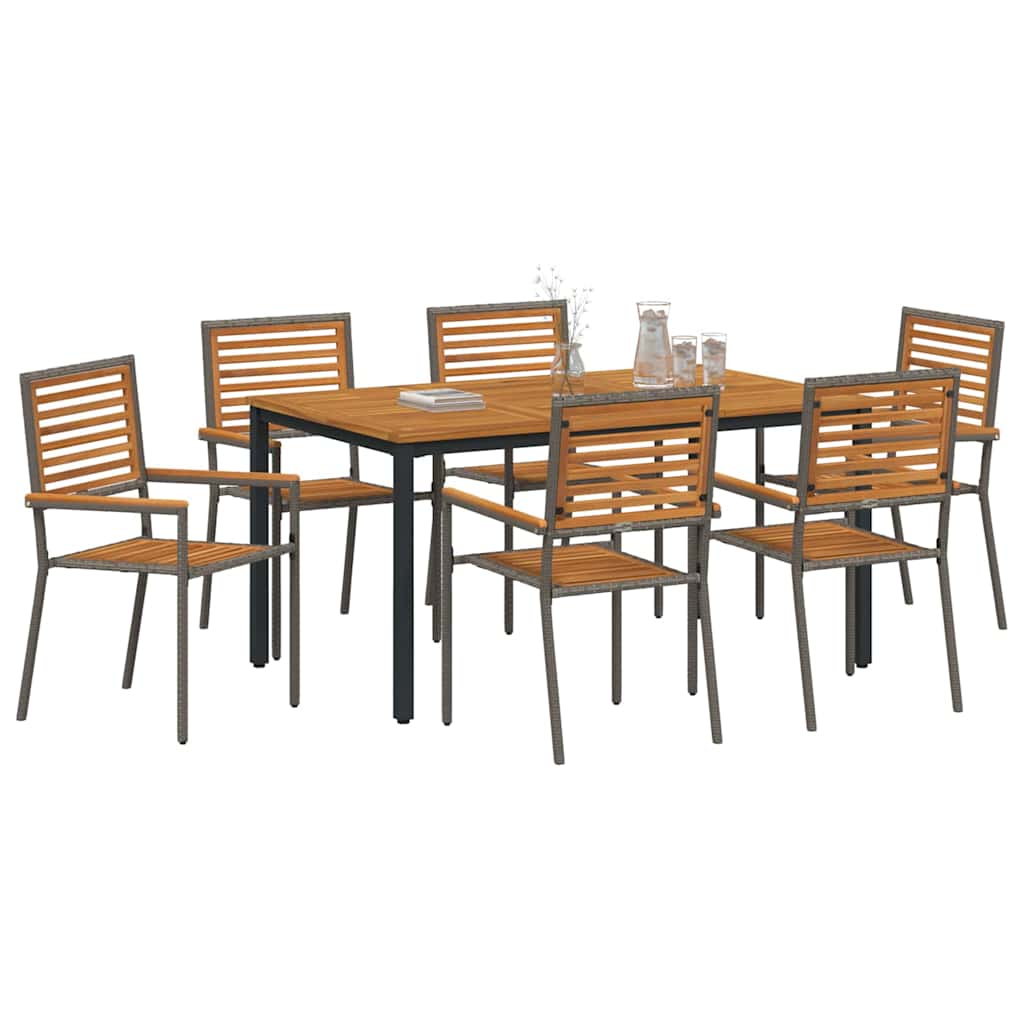 Tuin eettafelset 7 pcs Grijs en Bruin poly rattan