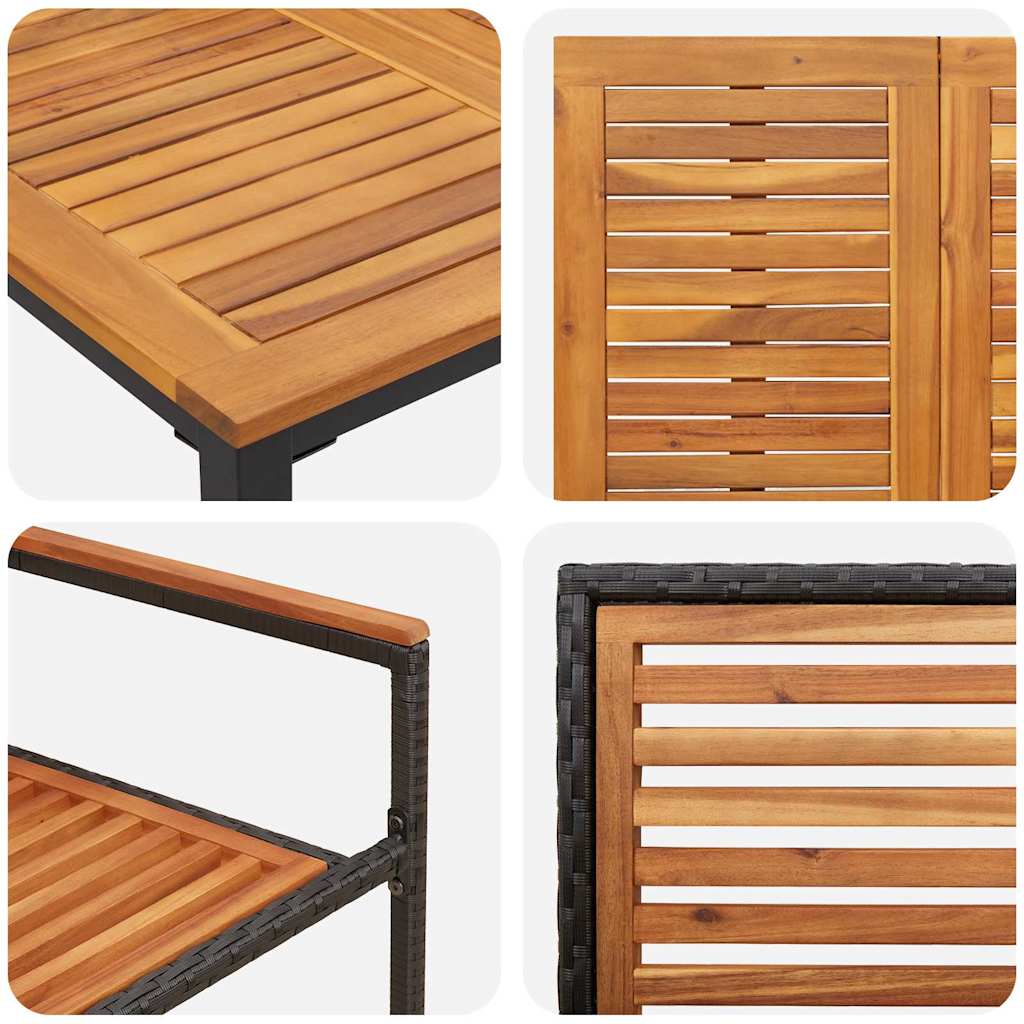 Tuin Eettafelset 7 Pcs En Bruin Poly Rattan 6-Persoons 180 cm tafellengte Zwart