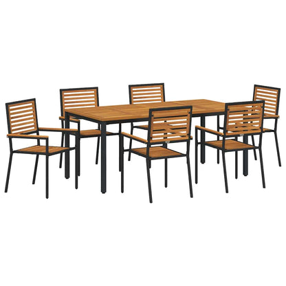 Tuin Eettafelset 7 Pcs En Bruin Poly Rattan 6-Persoons 180 cm tafellengte Zwart
