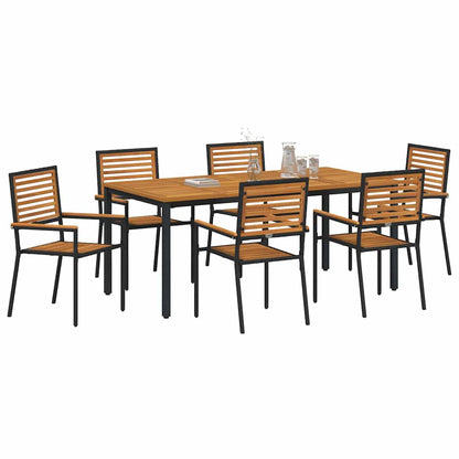 Tuin Eettafelset 7 Pcs En Bruin Poly Rattan 6-Persoons 180 cm tafellengte Zwart