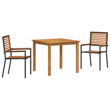 Tuin eettafelset 3 pcs Zwart Massief Acaciahout