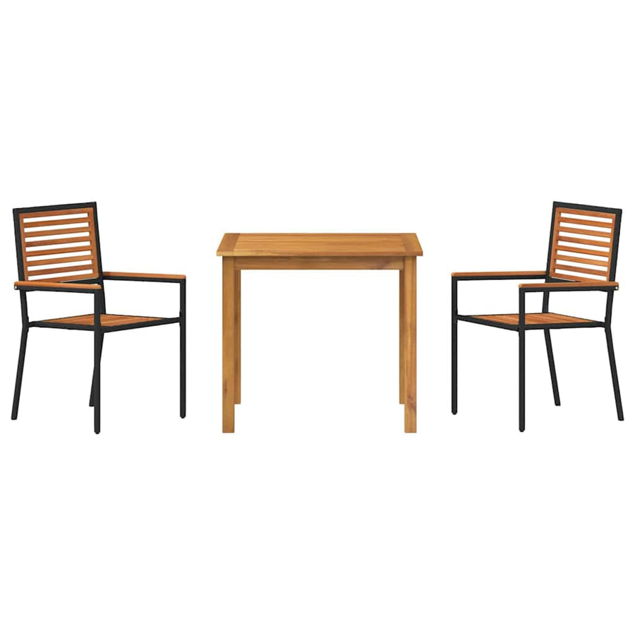 Tuin eettafelset 3 pcs Zwart Massief Acaciahout