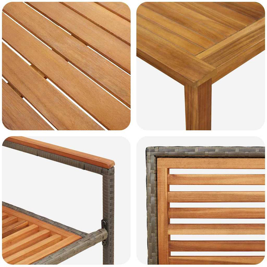 Tuin eettafelset 3 pcs Grijs Massief Acaciahout