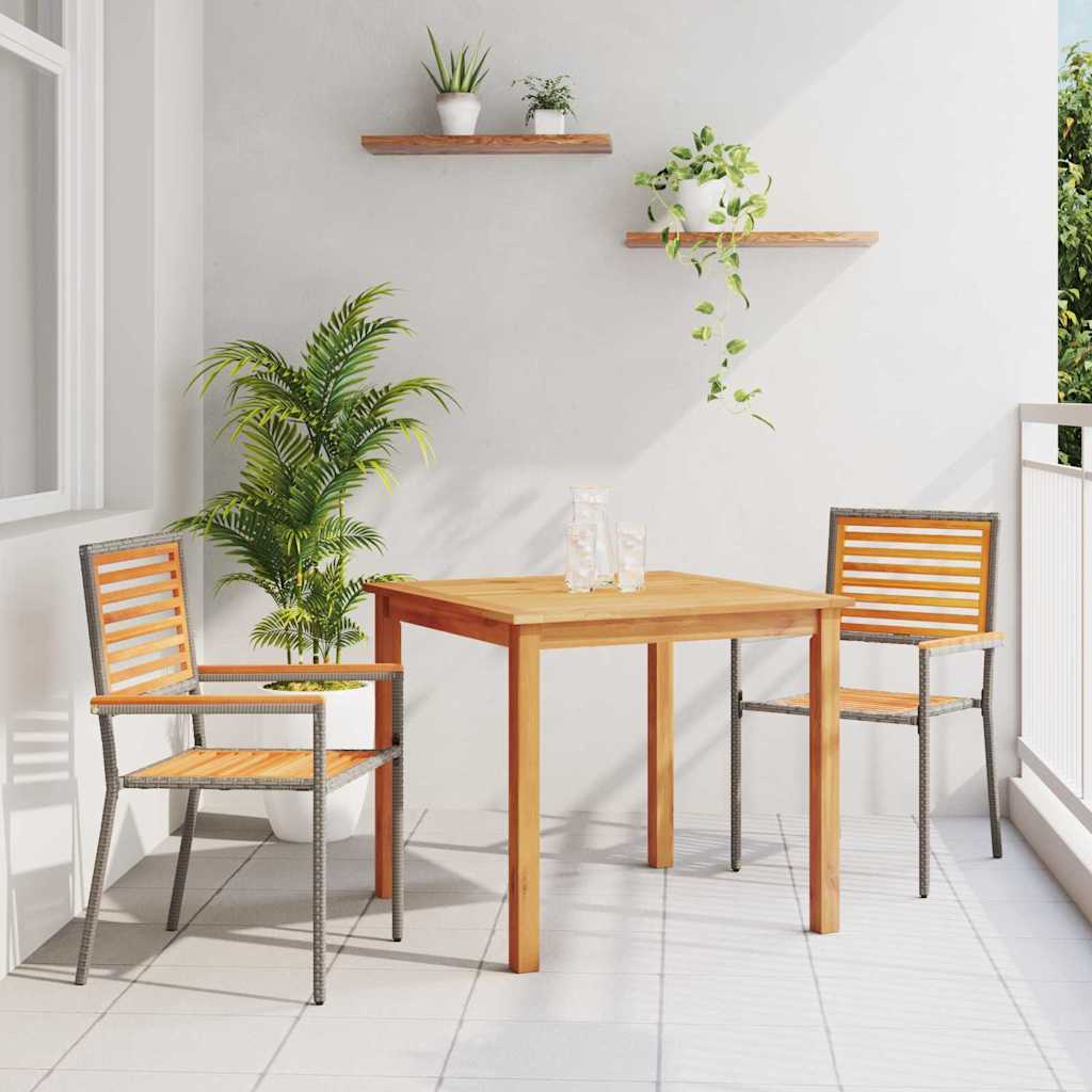 Tuin eettafelset 3 pcs Grijs Massief Acaciahout