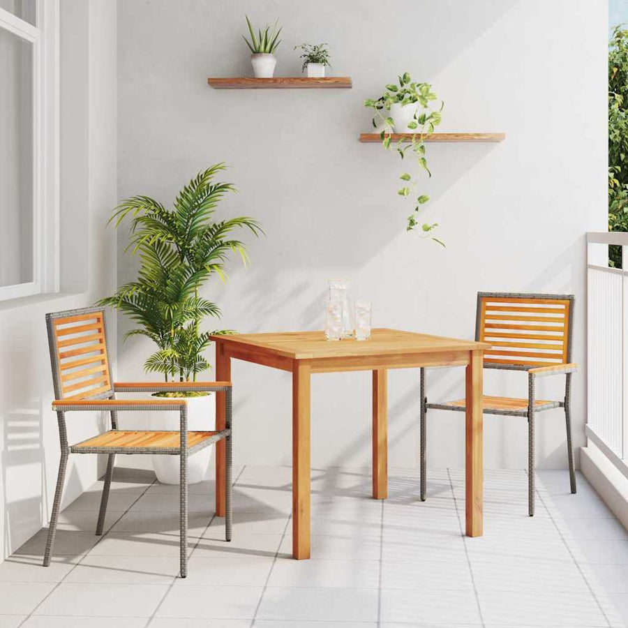 Tuin eettafelset 3 pcs Grijs Massief Acaciahout