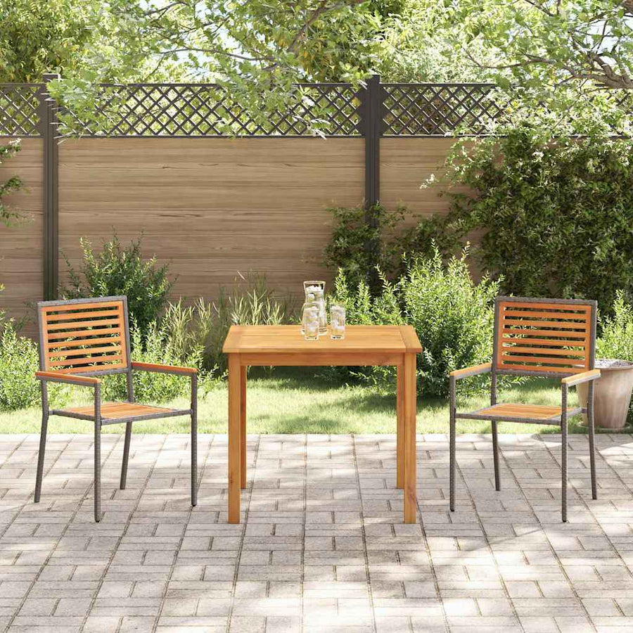 Tuin eettafelset 3 pcs Grijs Massief Acaciahout