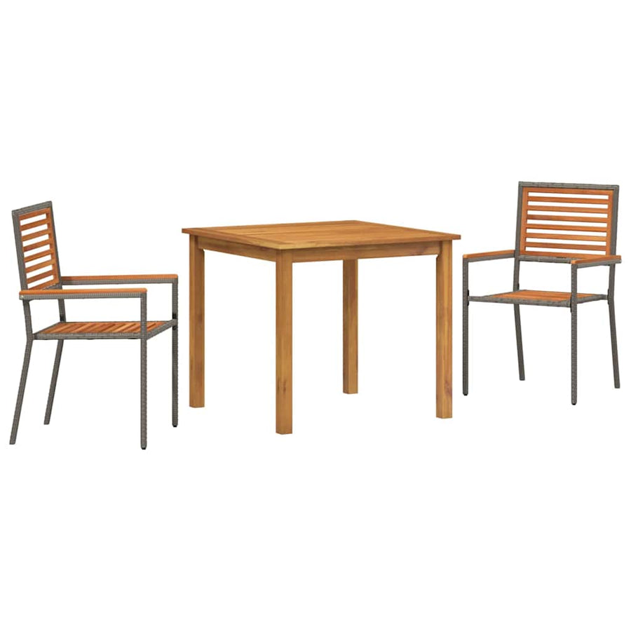 Tuin eettafelset 3 pcs Grijs Massief Acaciahout