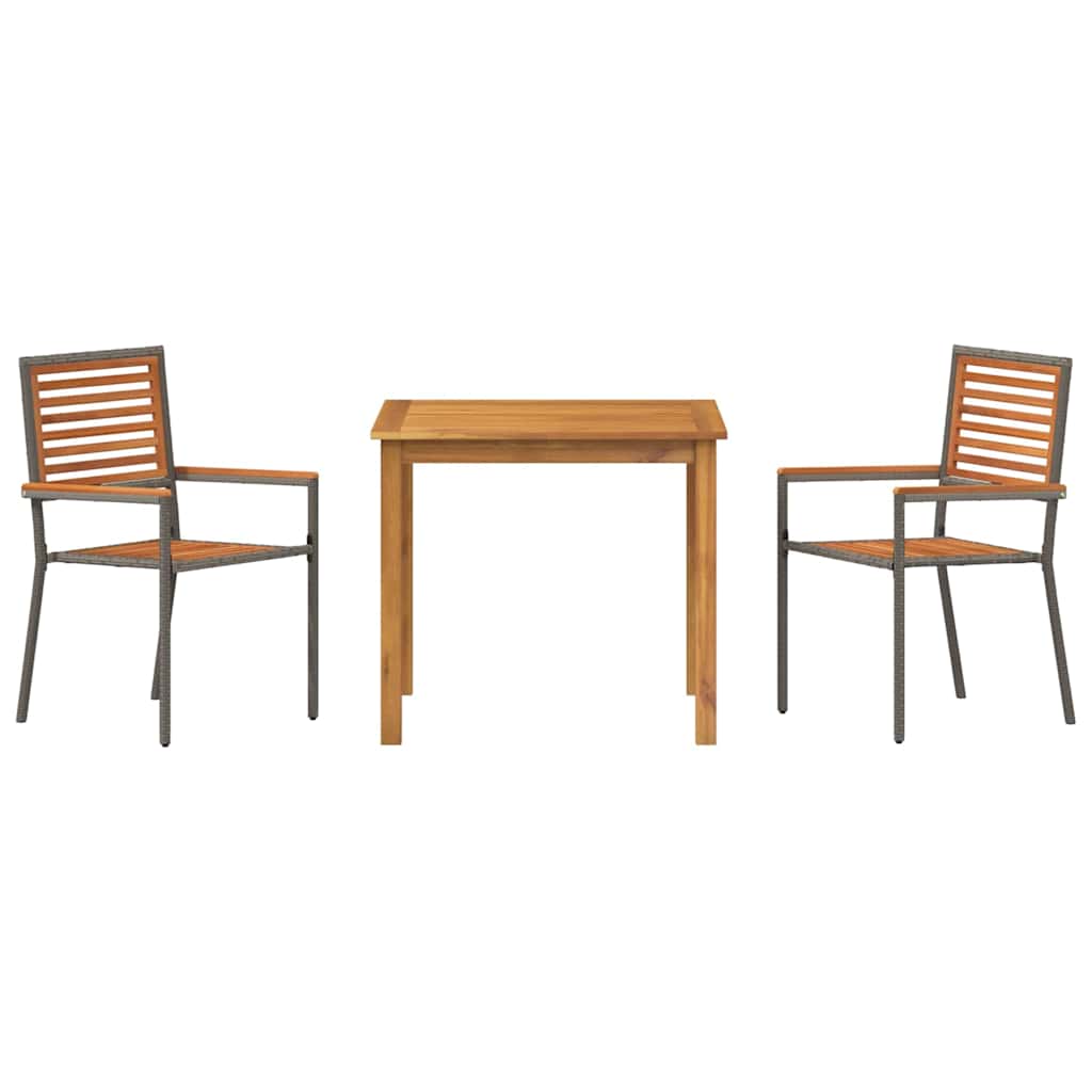 Tuin eettafelset 3 pcs Grijs Massief Acaciahout