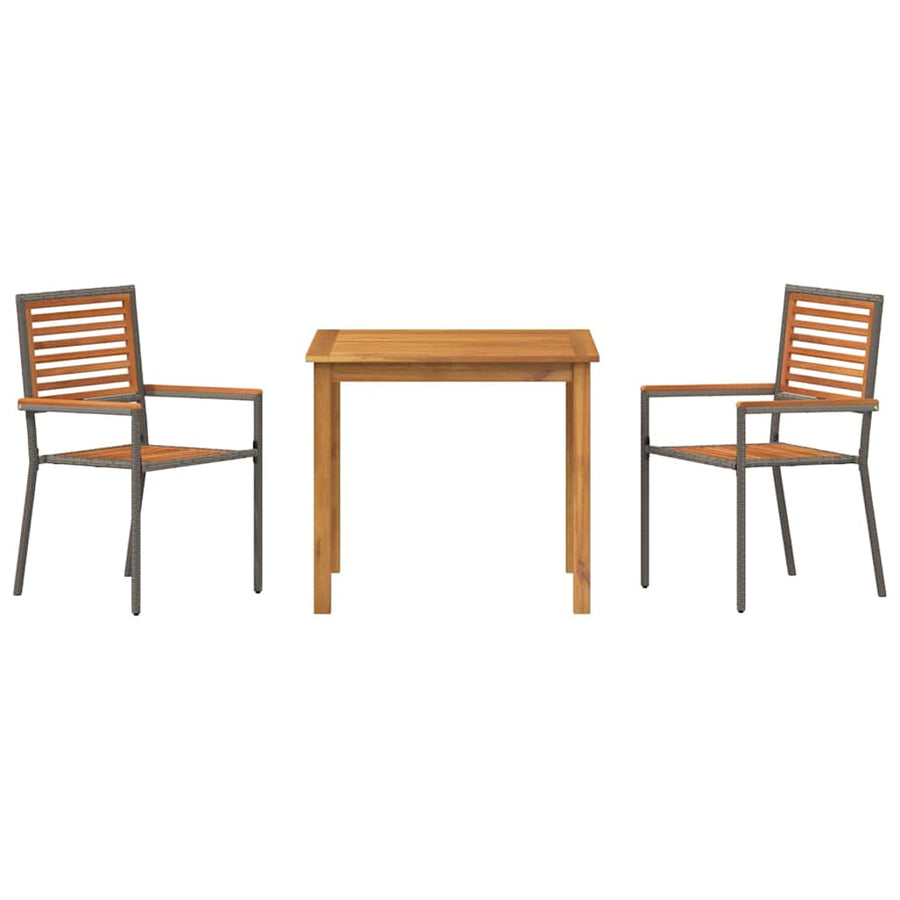 Tuin eettafelset 3 pcs Grijs Massief Acaciahout