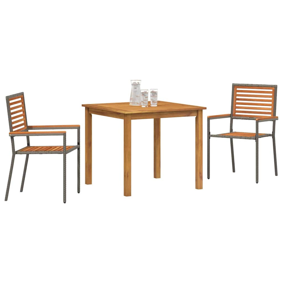 Tuin eettafelset 3 pcs Grijs Massief Acaciahout