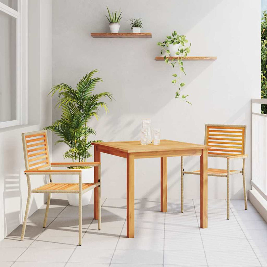 Tuin eettafelset 3 pcs Beige Massief Acaciahout