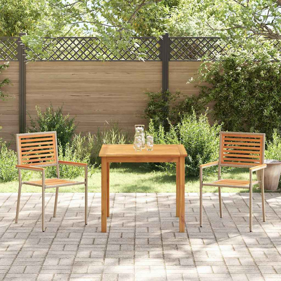 Tuin eettafelset 3 pcs Beige Massief Acaciahout