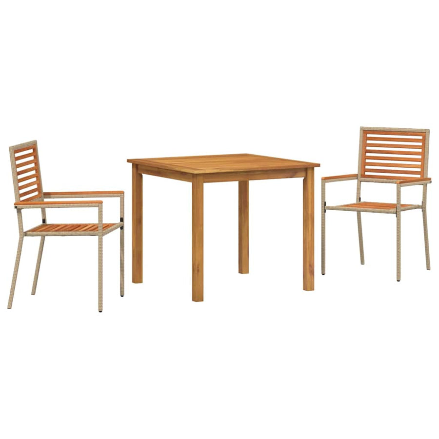 Tuin eettafelset 3 pcs Beige Massief Acaciahout