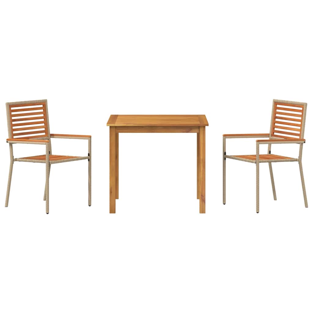Tuin eettafelset 3 pcs Beige Massief Acaciahout