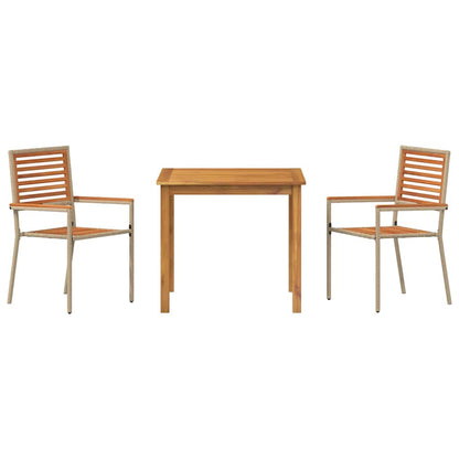 Tuin eettafelset 3 pcs Beige Massief Acaciahout