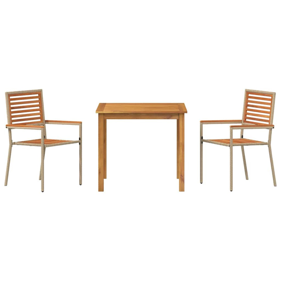 Tuin eettafelset 3 pcs Beige Massief Acaciahout