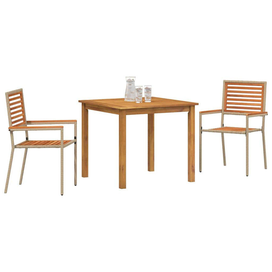 Tuin eettafelset 3 pcs Beige Massief Acaciahout