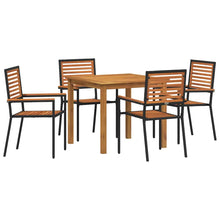 Tuin eettafelset 5 pcs Zwart Massief Acaciahout