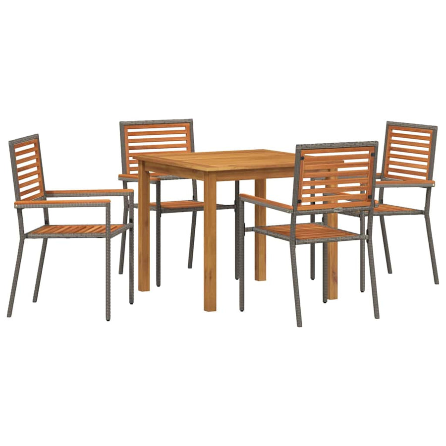 Tuin eettafelset 5 pcs Grijs Massief Acaciahout