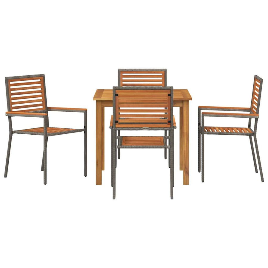 Tuin eettafelset 5 pcs Grijs Massief Acaciahout