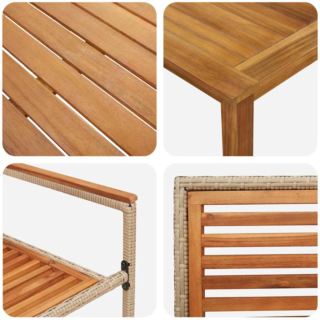 Tuin eettafelset 5 pcs Beige Massief Acaciahout