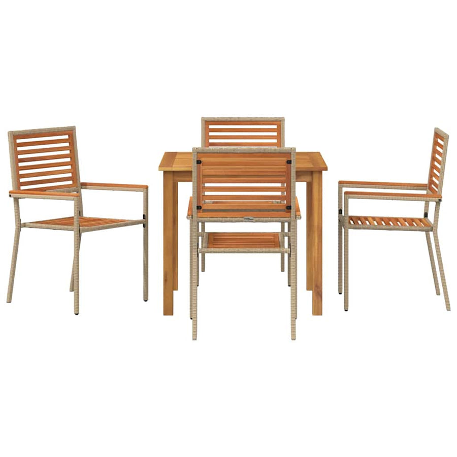 Tuin eettafelset 5 pcs Beige Massief Acaciahout