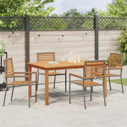 Tuin eettafelset 5 pcs Grijs Massief Acaciahout