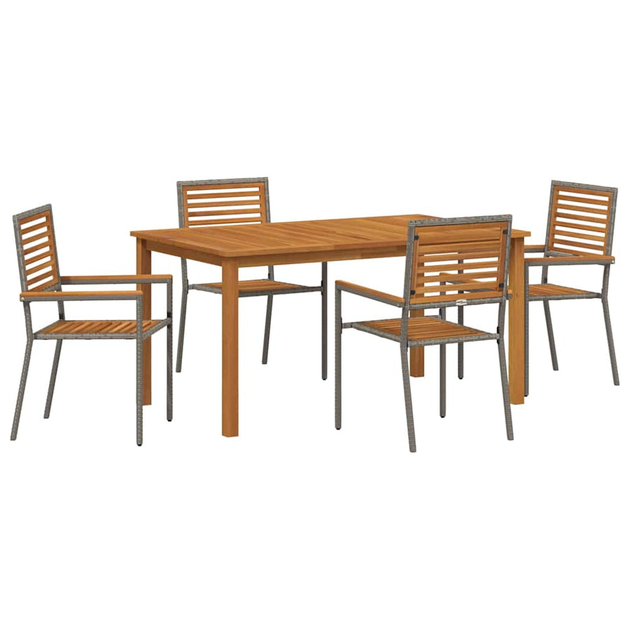 Tuin eettafelset 5 pcs Grijs Massief Acaciahout
