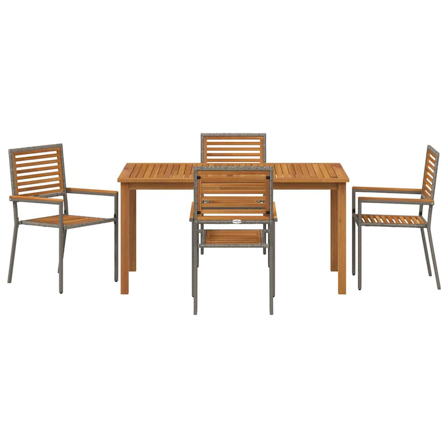 Tuin eettafelset 5 pcs Grijs Massief Acaciahout