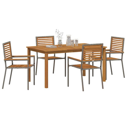Tuin eettafelset 5 pcs Grijs Massief Acaciahout
