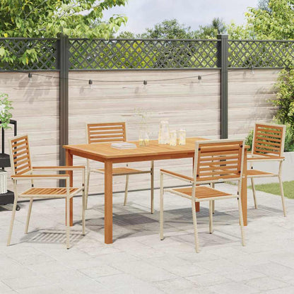 Tuin eettafelset 5 pcs Beige Massief Acaciahout