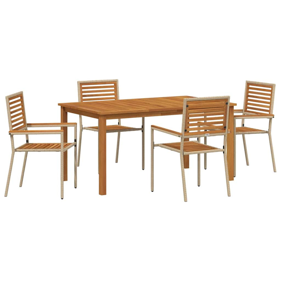 Tuin eettafelset 5 pcs Beige Massief Acaciahout