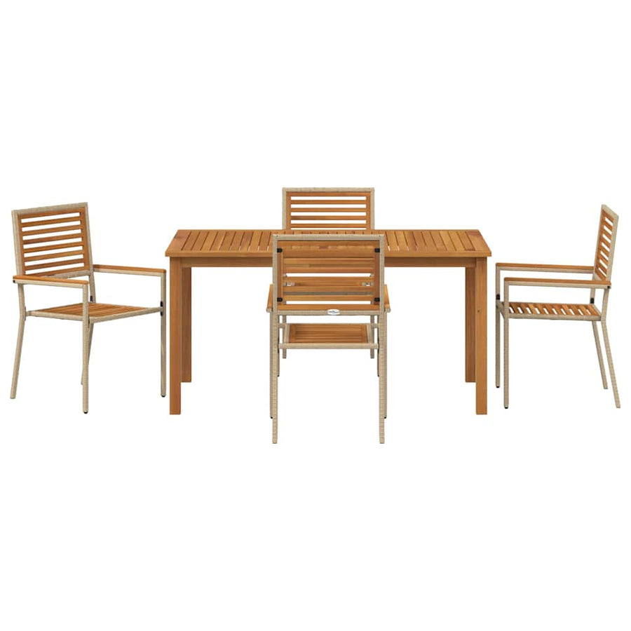 Tuin eettafelset 5 pcs Beige Massief Acaciahout