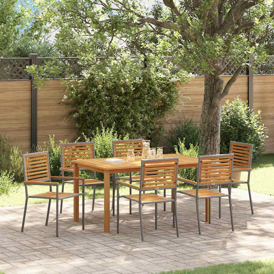 Tuin eettafelset 7 pcs Grijs Massief Acaciahout