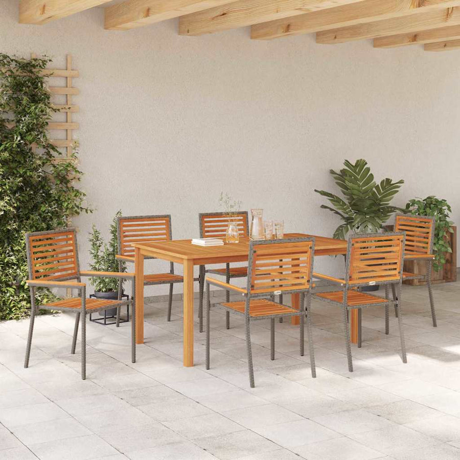 Tuin eettafelset 7 pcs Grijs Massief Acaciahout