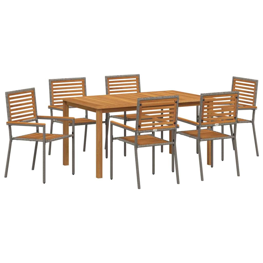 Tuin eettafelset 7 pcs Grijs Massief Acaciahout