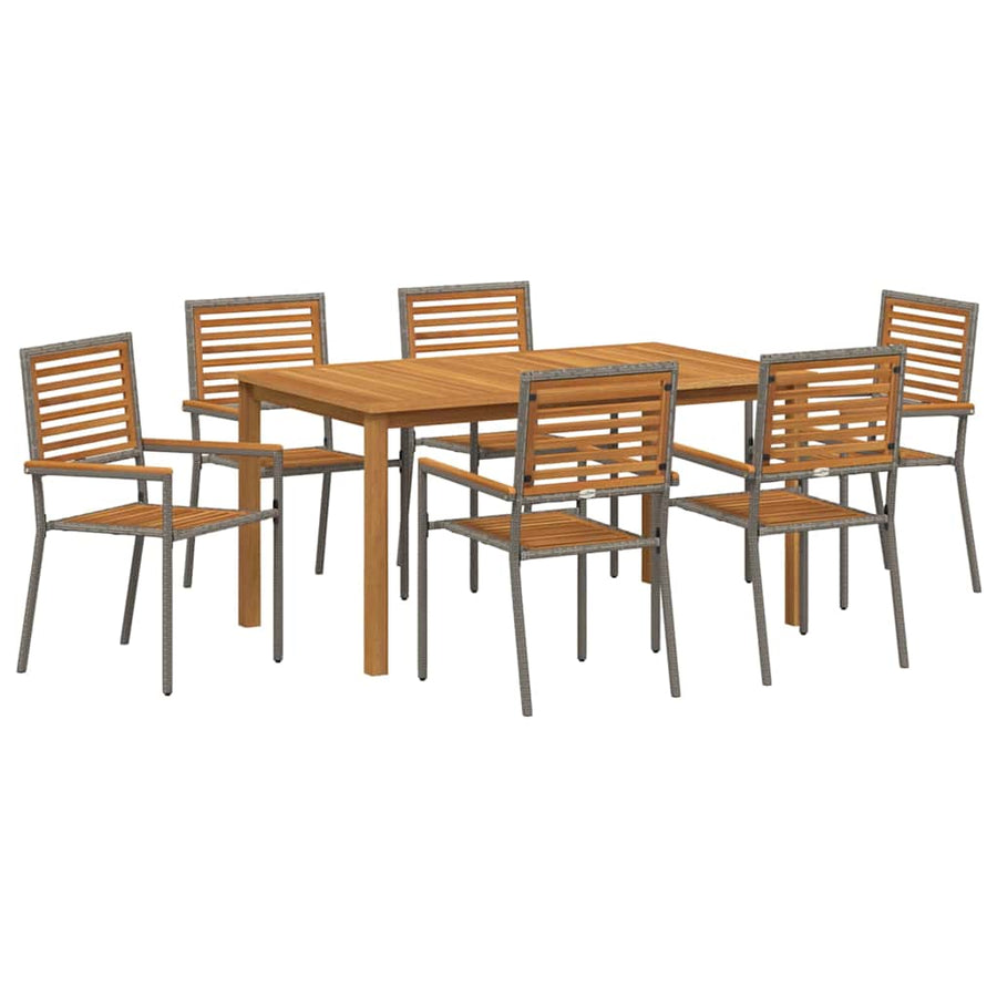 Tuin eettafelset 7 pcs Grijs Massief Acaciahout
