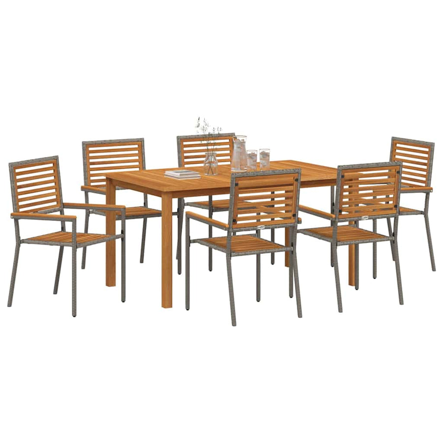 Tuin eettafelset 7 pcs Grijs Massief Acaciahout
