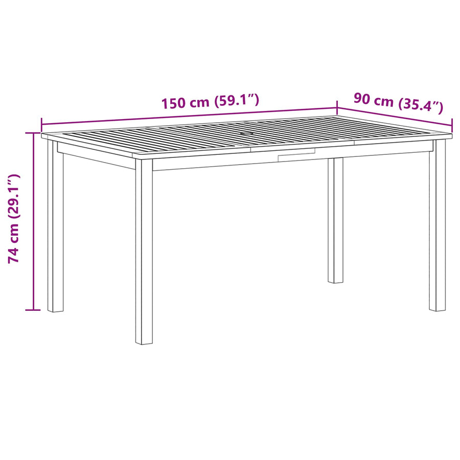 Tuin eettafelset 7 pcs Grijs Massief Acaciahout