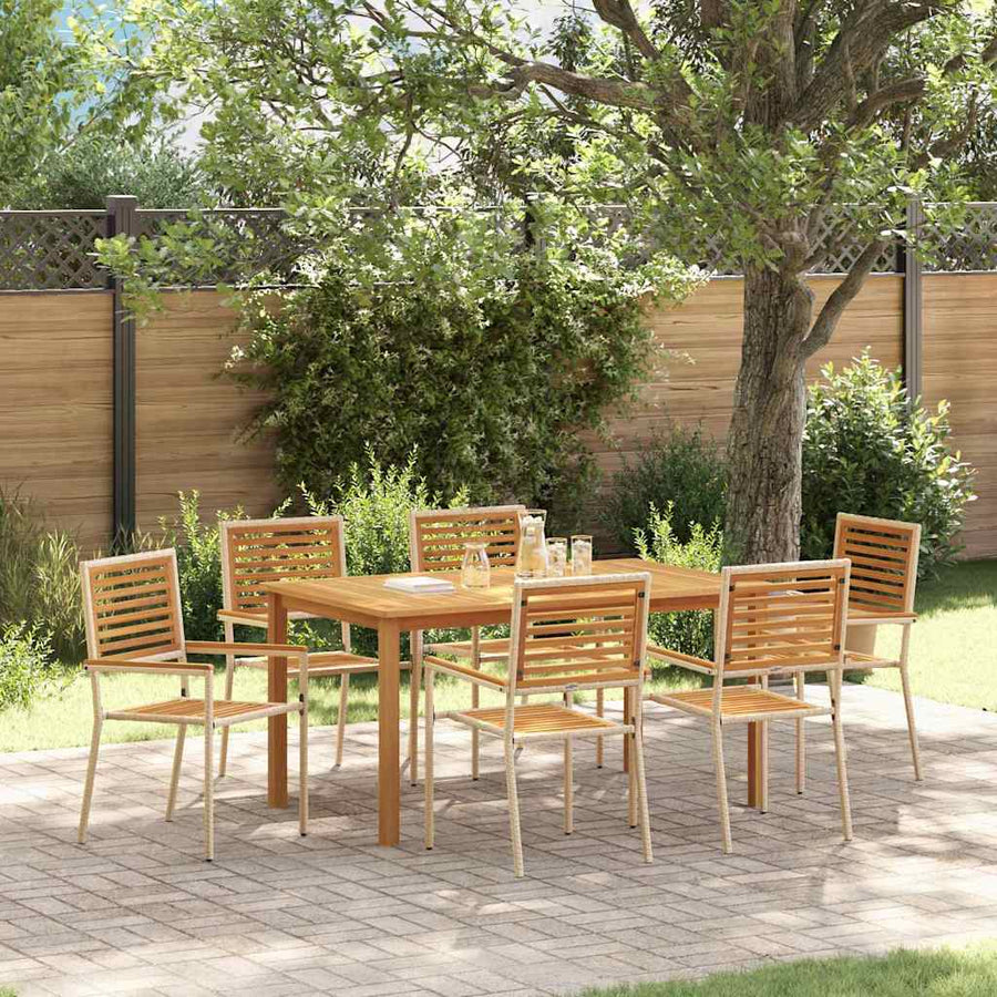 Tuin eettafelset 7 pcs Beige Massief Acaciahout