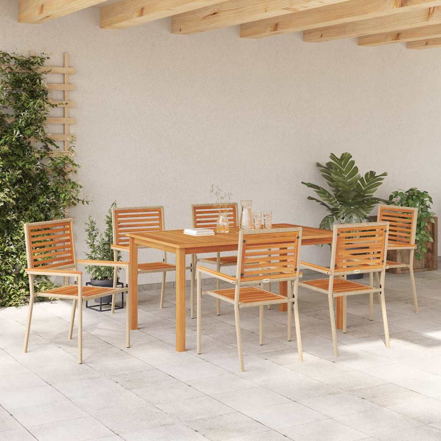 Tuin eettafelset 7 pcs Beige Massief Acaciahout