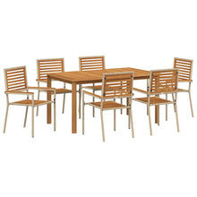 Tuin eettafelset 7 pcs Beige Massief Acaciahout