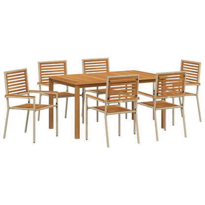 Tuin eettafelset 7 pcs Beige Massief Acaciahout