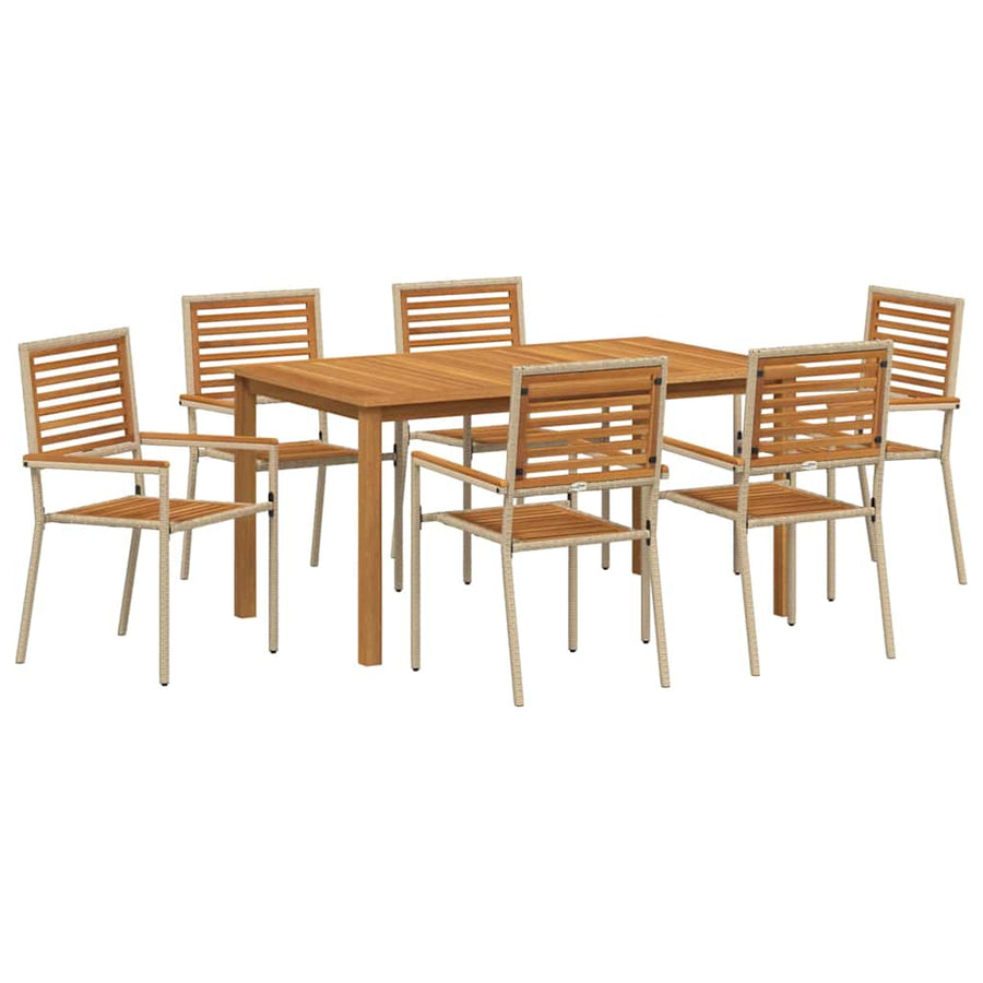 Tuin eettafelset 7 pcs Beige Massief Acaciahout