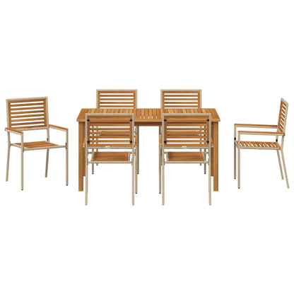 Tuin eettafelset 7 pcs Beige Massief Acaciahout