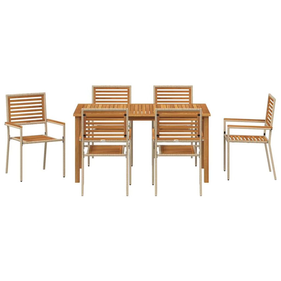 Tuin eettafelset 7 pcs Beige Massief Acaciahout
