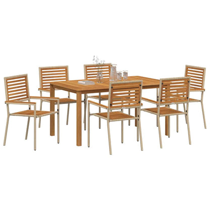 Tuin eettafelset 7 pcs Beige Massief Acaciahout